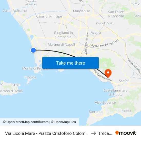 Licola Mare Street - Christopher Columbus Square to Trecase map