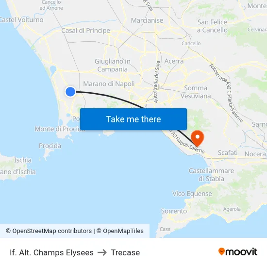 Stop Champs Elysees to Trecase map