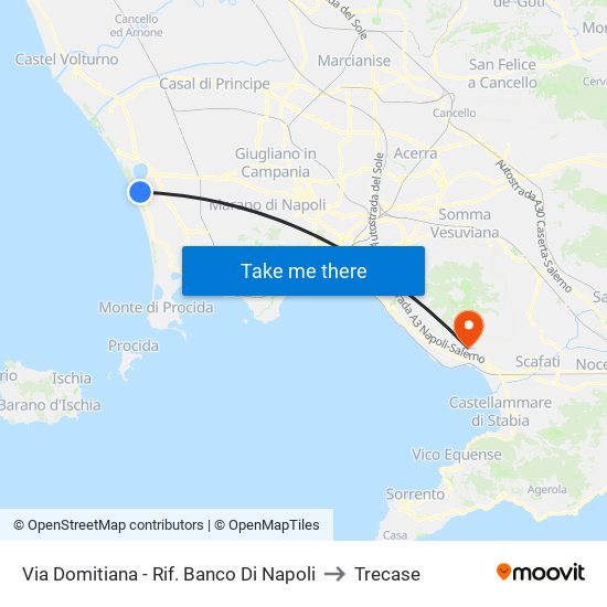 Via Domitiana - Rif. Banco Di Napoli to Trecase map