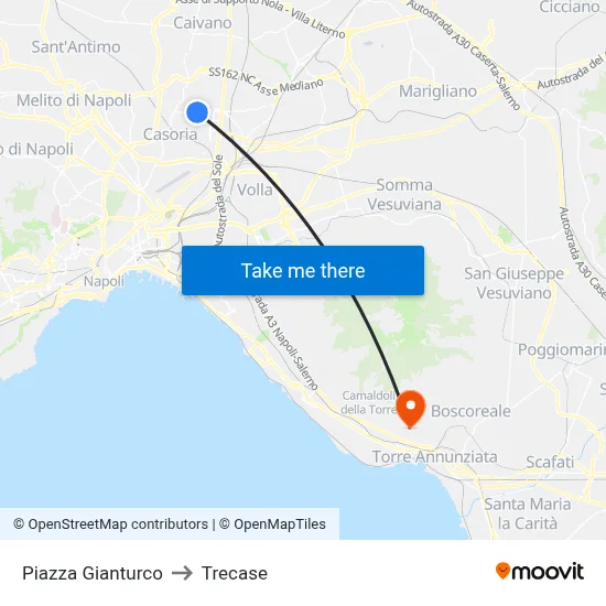 Gianturco Square to Trecase map