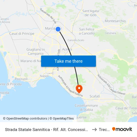 Sannitica State Road - Near Mitsubishi Dealership to Trecase map
