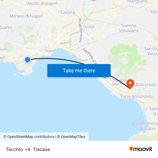 Tecchio to Trecase map