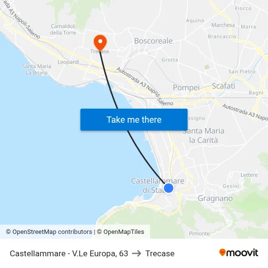 Castellammare - Europa Avenue, 63 to Trecase map
