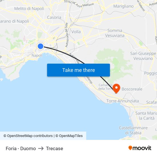 Foria - Duomo to Trecase map
