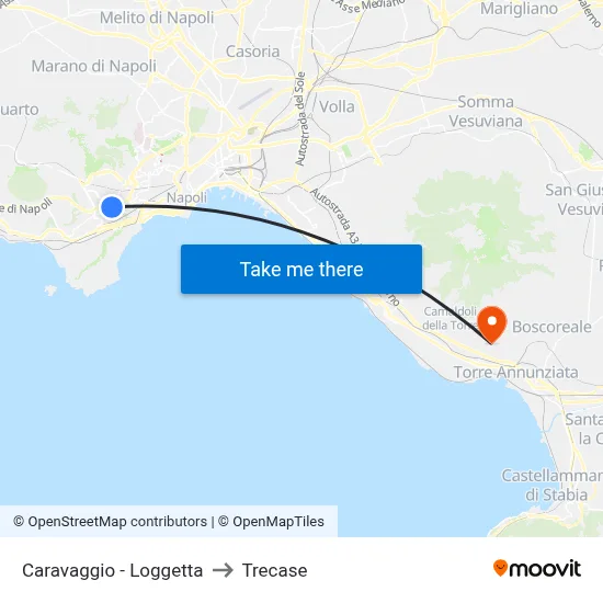 Caravaggio - Loggetta to Trecase map