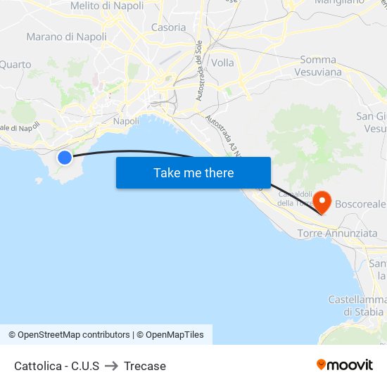 Cattolica - C.U.S to Trecase map