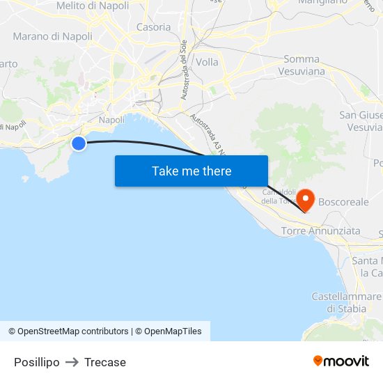 Posillipo to Trecase map