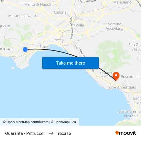 Quaranta - Petruccelli to Trecase map