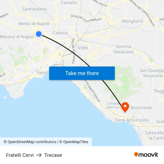 Cervi Brothers to Trecase map