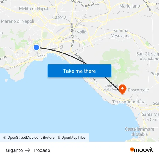 Gigante to Trecase map