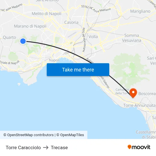 Caracciolo Tower to Trecase map