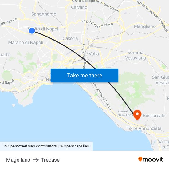 Magellano to Trecase map