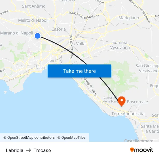 Labriola to Trecase map