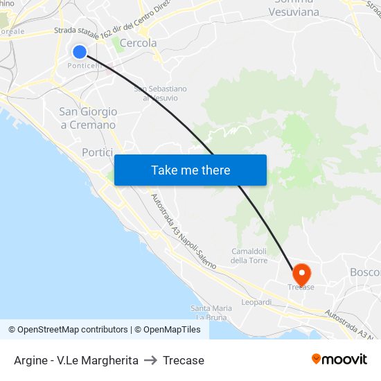 Argine - V.Le Margherita to Trecase map