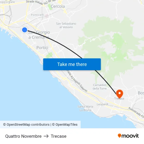 Quattro Novembre to Trecase map