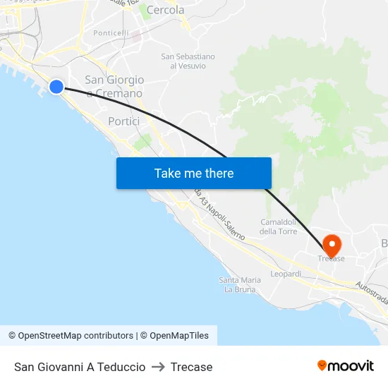 San Giovanni A Teduccio to Trecase map