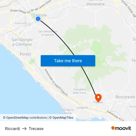 Riccardi to Trecase map