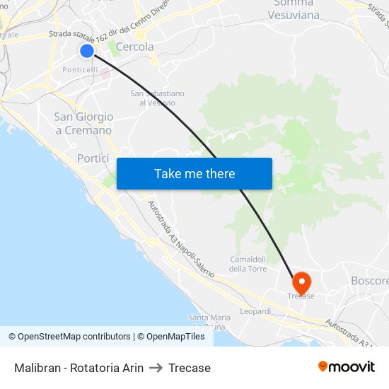 Malibran - Rotatoria Arin to Trecase map