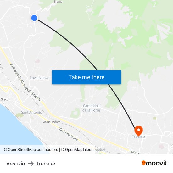 Vesuvio to Trecase map