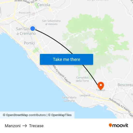 Manzoni to Trecase map