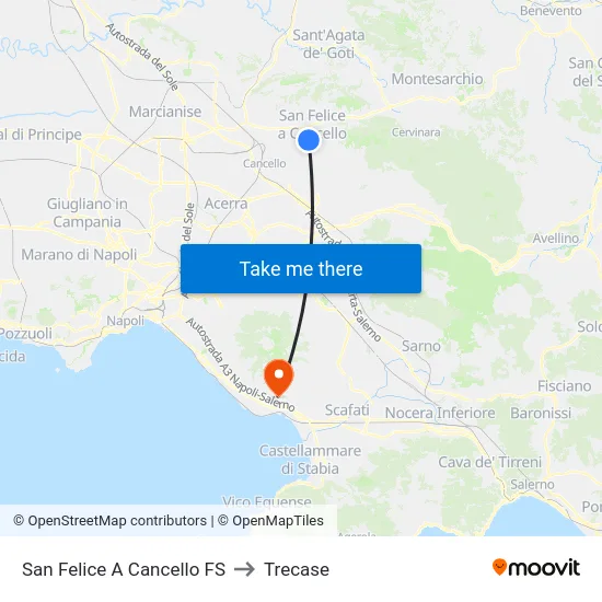 San Felice A Cancello FS to Trecase map