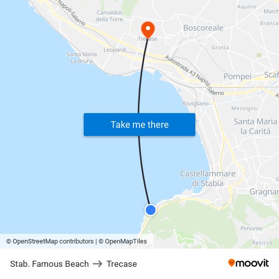 Stab. Famous Beach to Trecase map