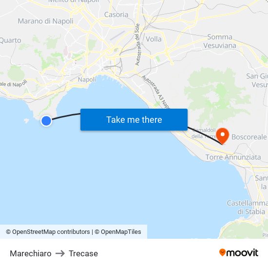 Marechiaro to Trecase map