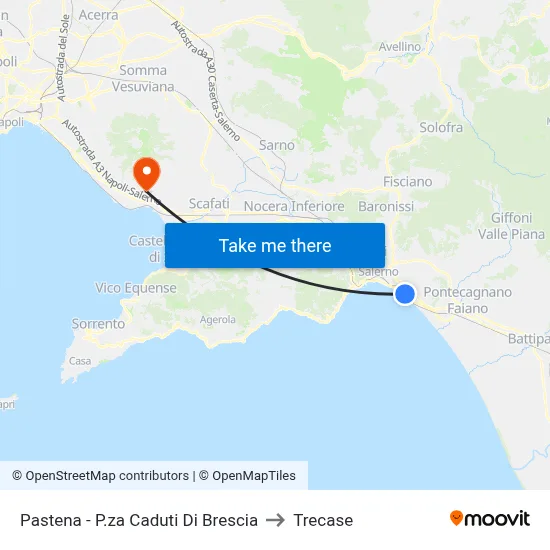 Pastena - Brescia Fallen Square to Trecase map