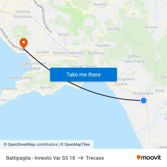 Battipaglia - Junction Var SS 18 to Trecase map