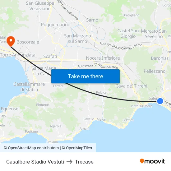 Casalbore Vestuti Stadium to Trecase map