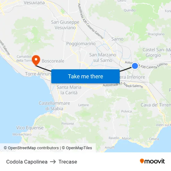 Codola Terminal to Trecase map