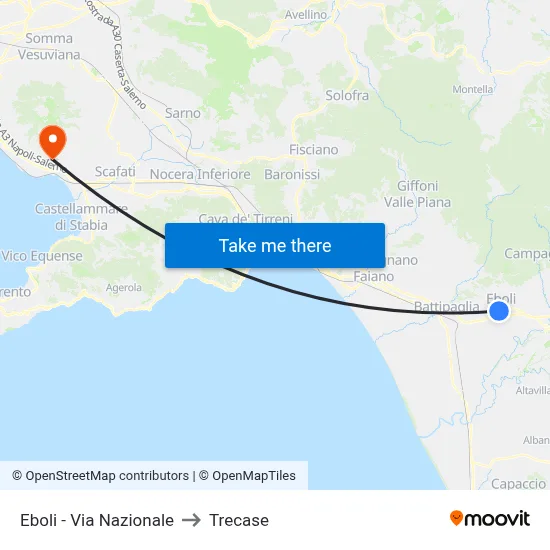 Eboli - National Road to Trecase map