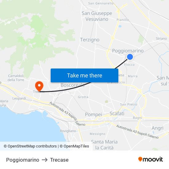 Poggiomarino to Trecase map