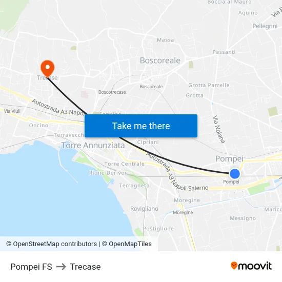 Pompei Station to Trecase map