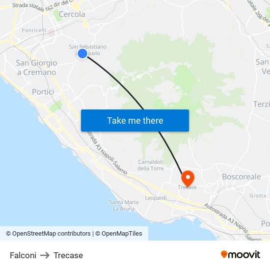 Falconi to Trecase map