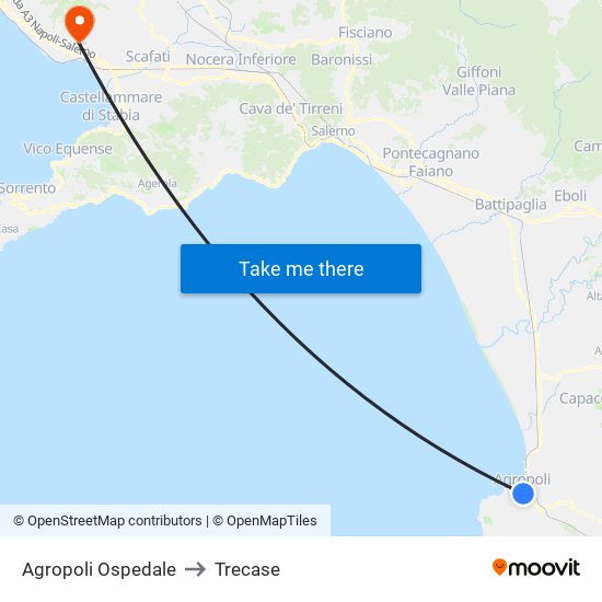 Agropoli Ospedale to Trecase map