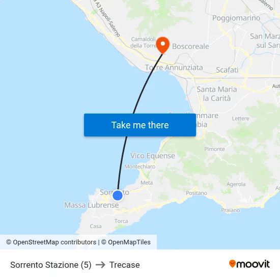 Sorrento Station (5) to Trecase map