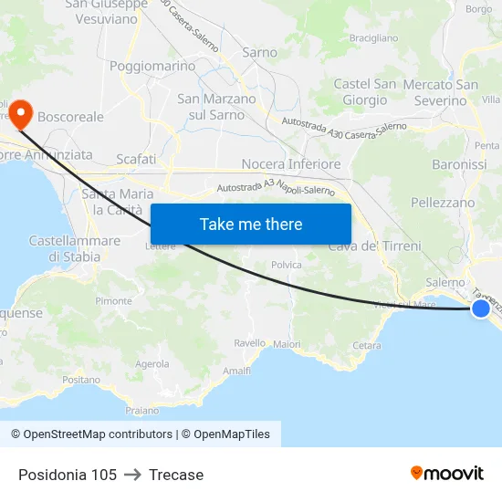 Posidonia 105 to Trecase map