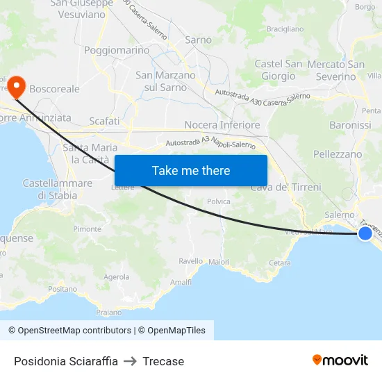 Posidonia Sciaraffia to Trecase map