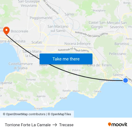 Torrione Forte La Carnale to Trecase map