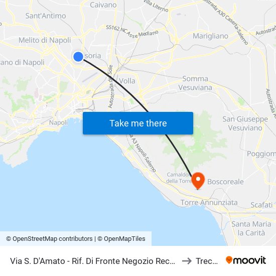 Via S. D'Amato - Rif. Di Fronte Negozio Record Linea to Trecase map