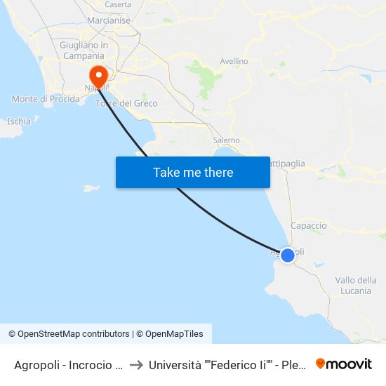 Agropoli - Incrocio Stazione Ff.Ss. to Università ""Federico Ii"" - Plesso Mezzocannone 4 map