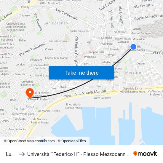 Lucci to Università ""Federico Ii"" - Plesso Mezzocannone 4 map