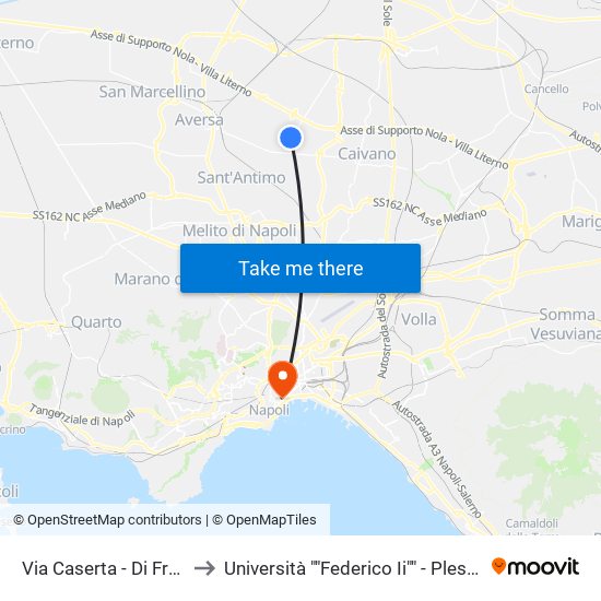 Via Caserta - Di Fronte Cimitero to Università ""Federico Ii"" - Plesso Mezzocannone 4 map