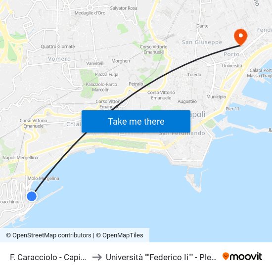 F. Caracciolo - Capitaneria Di Porto to Università ""Federico Ii"" - Plesso Mezzocannone 4 map