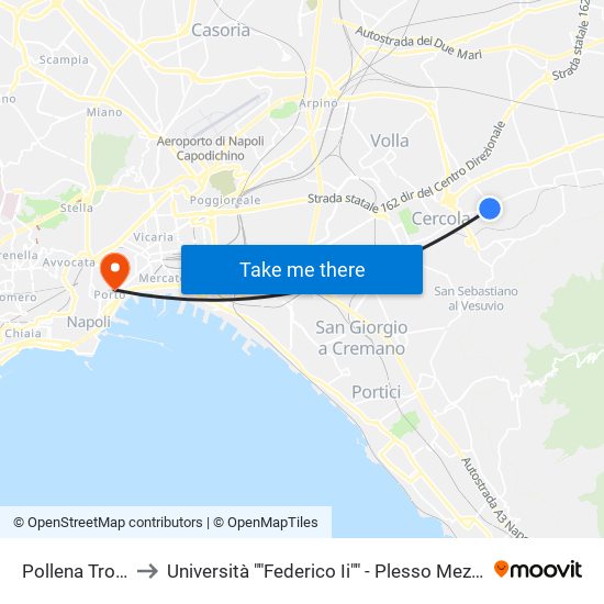 Pollena Trocchia to Università ""Federico Ii"" - Plesso Mezzocannone 4 map