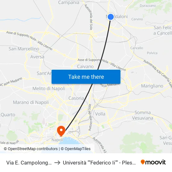 Via E. Campolongo (Eurospin) to Università ""Federico Ii"" - Plesso Mezzocannone 4 map