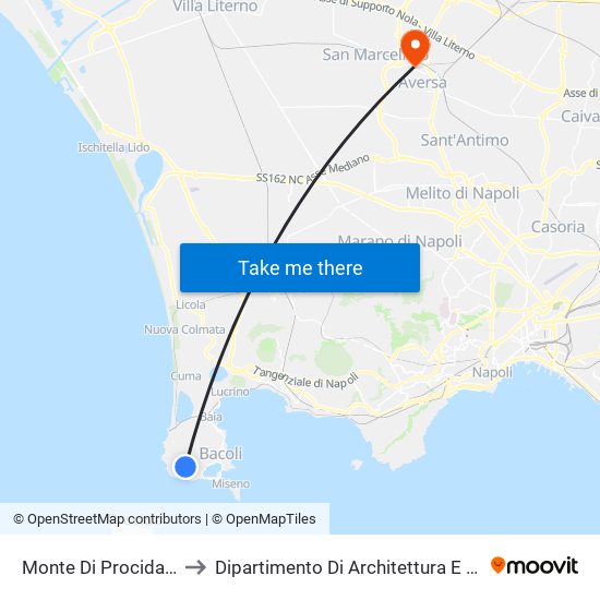 Monte Di Procida - Capolinea to Dipartimento Di Architettura E Disegno Industriale map