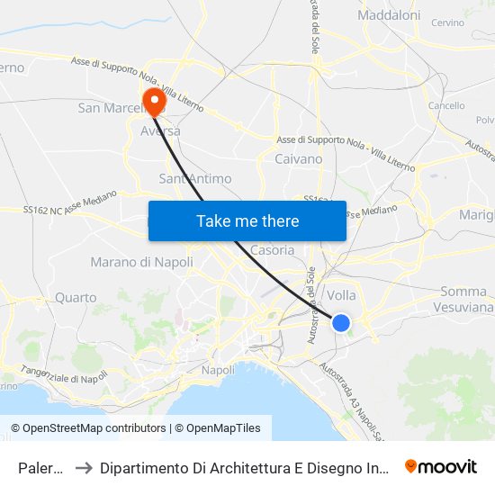 Palermo to Dipartimento Di Architettura E Disegno Industriale map