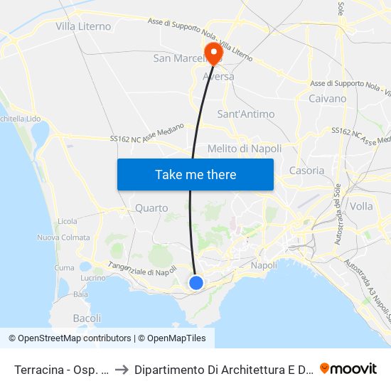 Terracina - Osp. San Paolo to Dipartimento Di Architettura E Disegno Industriale map